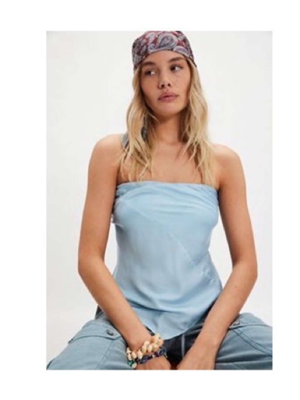 Free People raya satin long tube top